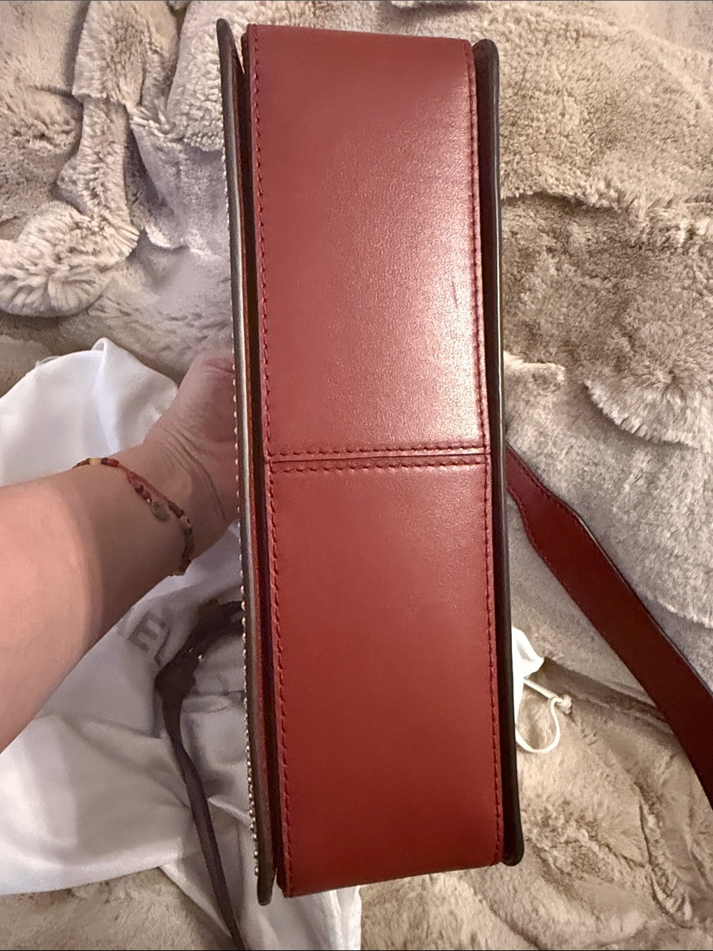 Michael Kors Burgundy, Beige and White Patchwork Crossbody Bag w/Dustbag - Picture 12 of 17